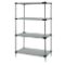 Solid Shelving, Starter Unit, 4 Shelves, 18 x 42 x 63 Inch Size, Stainless Steel