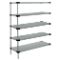 Solid Shelving, Add On Unit, 5 Shelf, 18 x 24 x 74 Inch Size, Stainless Steel