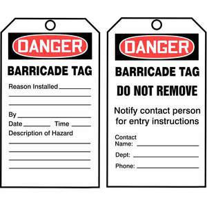 Barricade Tag - 6 1/4 x 3 - 250 Per Roll - PF-Card Stock - Tags