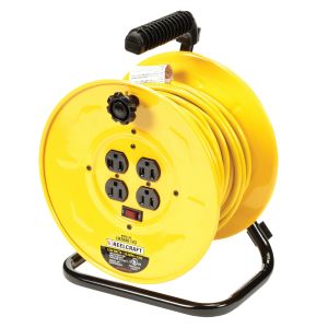 Reelcraft LH2080 143 Quad Outlet Power Cord Reel, Wire Size 14 Awg, Cable  Length 80 Feet, 10A