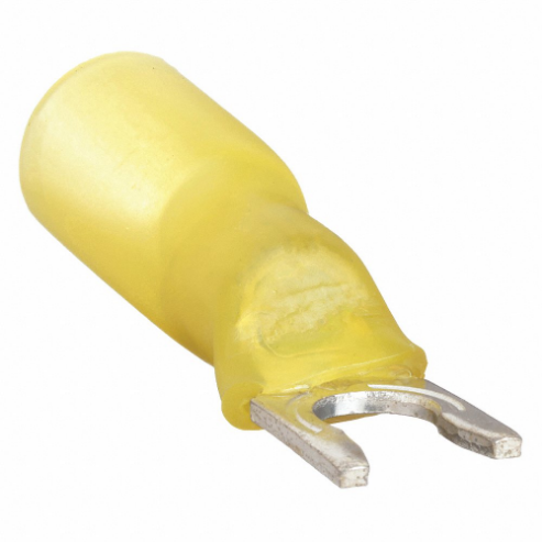 Fork Terminal, Yellow, 1/4 Inch Stud Size, 12 AWG to 10 AWG Wire Size Range