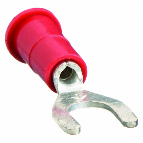Fork Terminal, Red, #6 Stud Size, 22 AWG to 18 AWG Wire Size Range