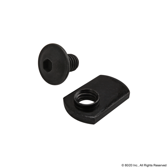 FBHSCS and Slide-In Economy T-Nut, 5/16-18 x 0.5 Thread, Zinc, Black