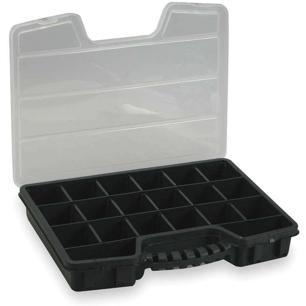 Westward Adjustable Compartment Box, Polypropylene, Clear, 2HFR4