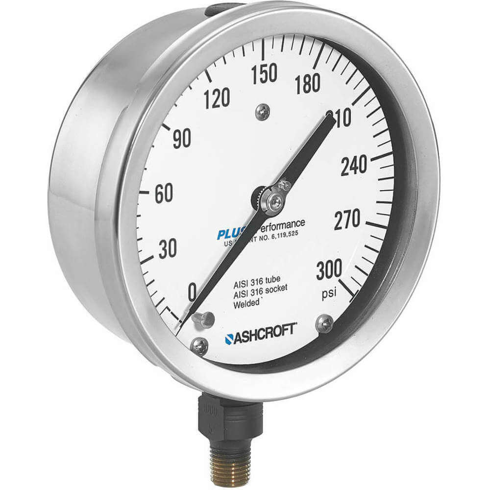 ASHCROFT 20W1005PH02L15# Gauge,Pressure,0 to 15 psi,Lower,2 in. 