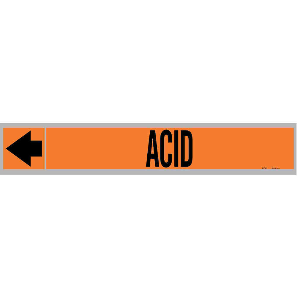 Snap-On Pipe Marker Legend Acid Legend Acid Brady 4289-A Black on Orange