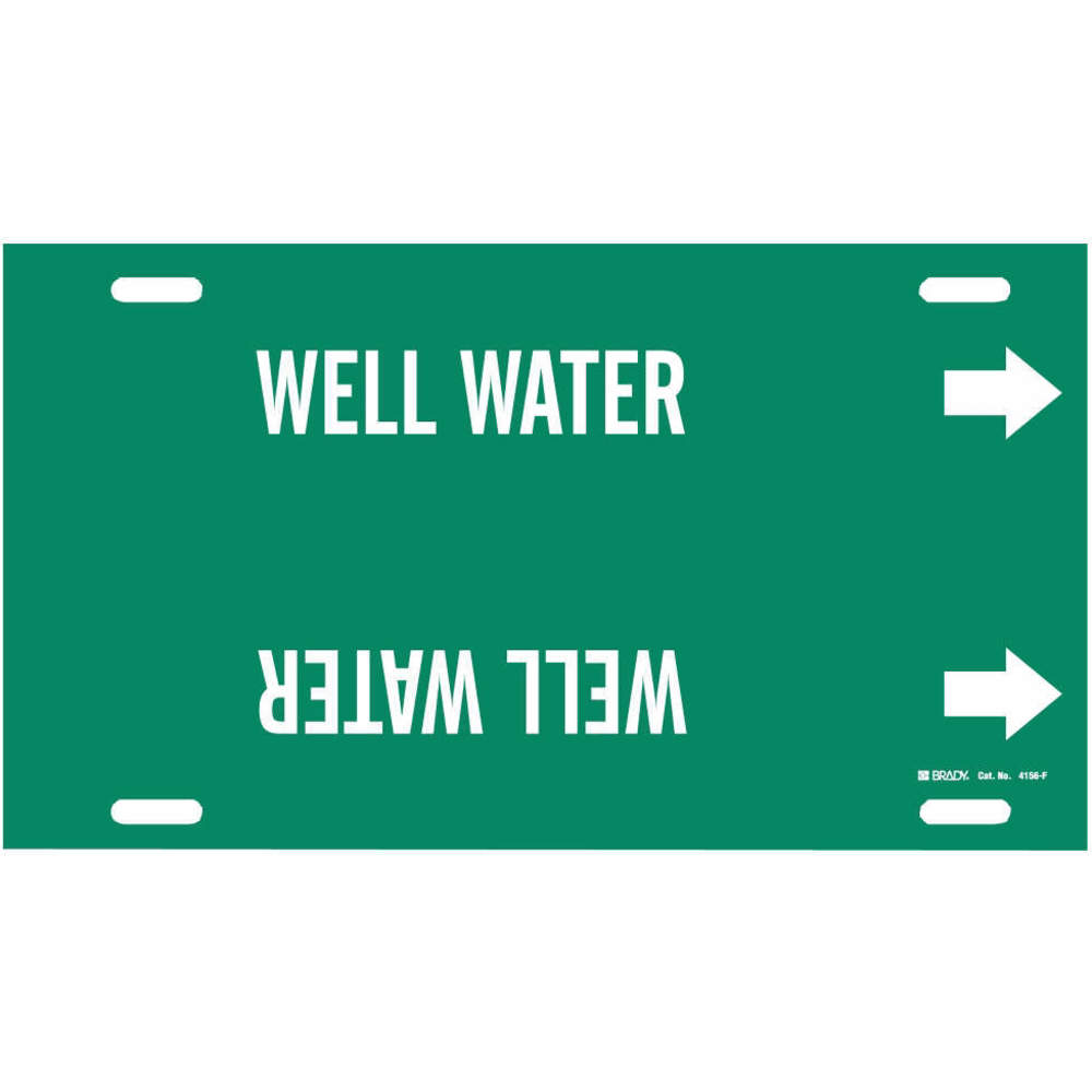 Pipe Marker, Well Water, Green, White, Fits 6 to 7 7/8 Inch OD, 1 Pipe Marker, With Arrow