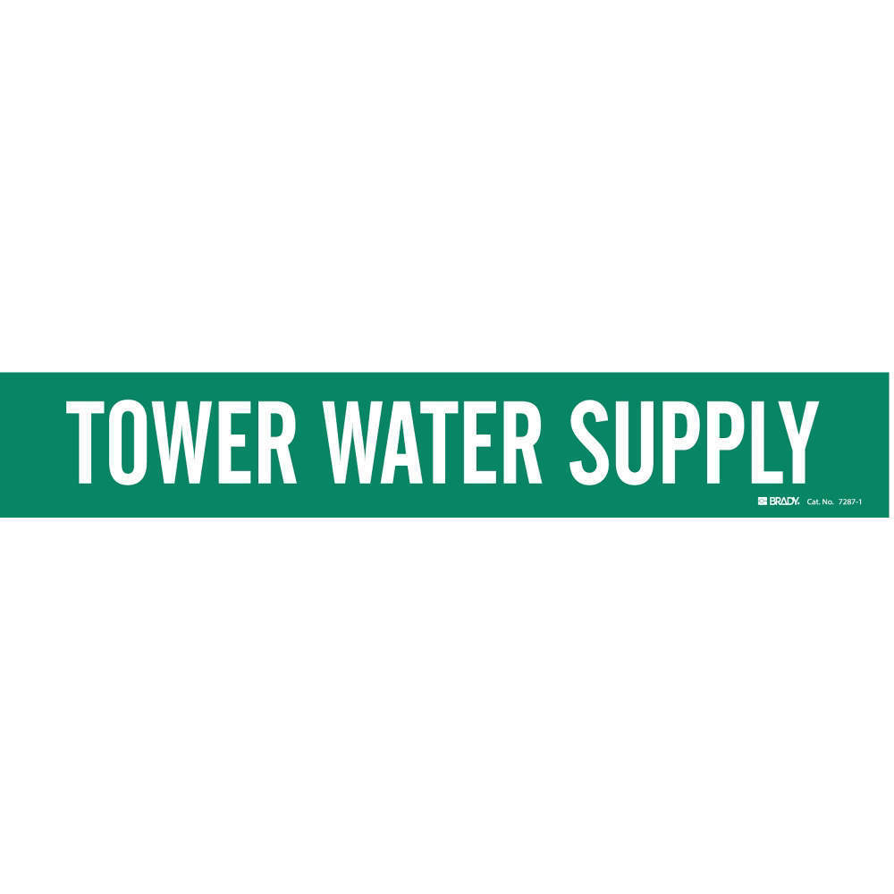 BRADY 7287-4 Pipe Mrkr,Tower Water Supply,3/4 to2-3/8 