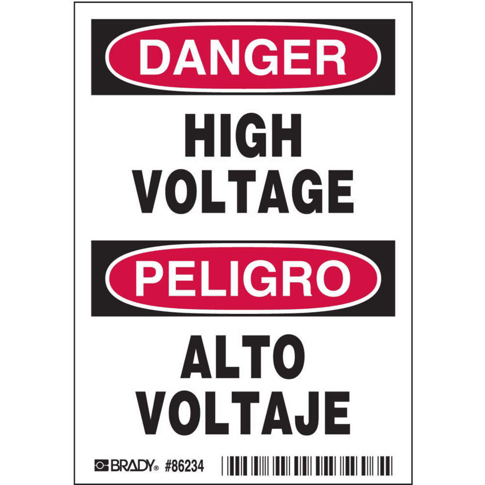 Label, Polyester, Adhesive Sign Mounting, 5 x 3 1/2 Inch Sign Size, 0.01 Inch Thick