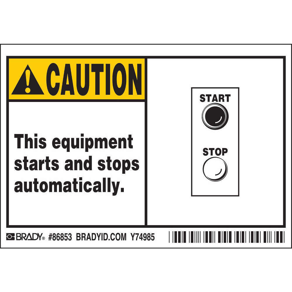 Brady 86853 Machine/Equipment Label 31/2 Inch Height x 5 Inch Width