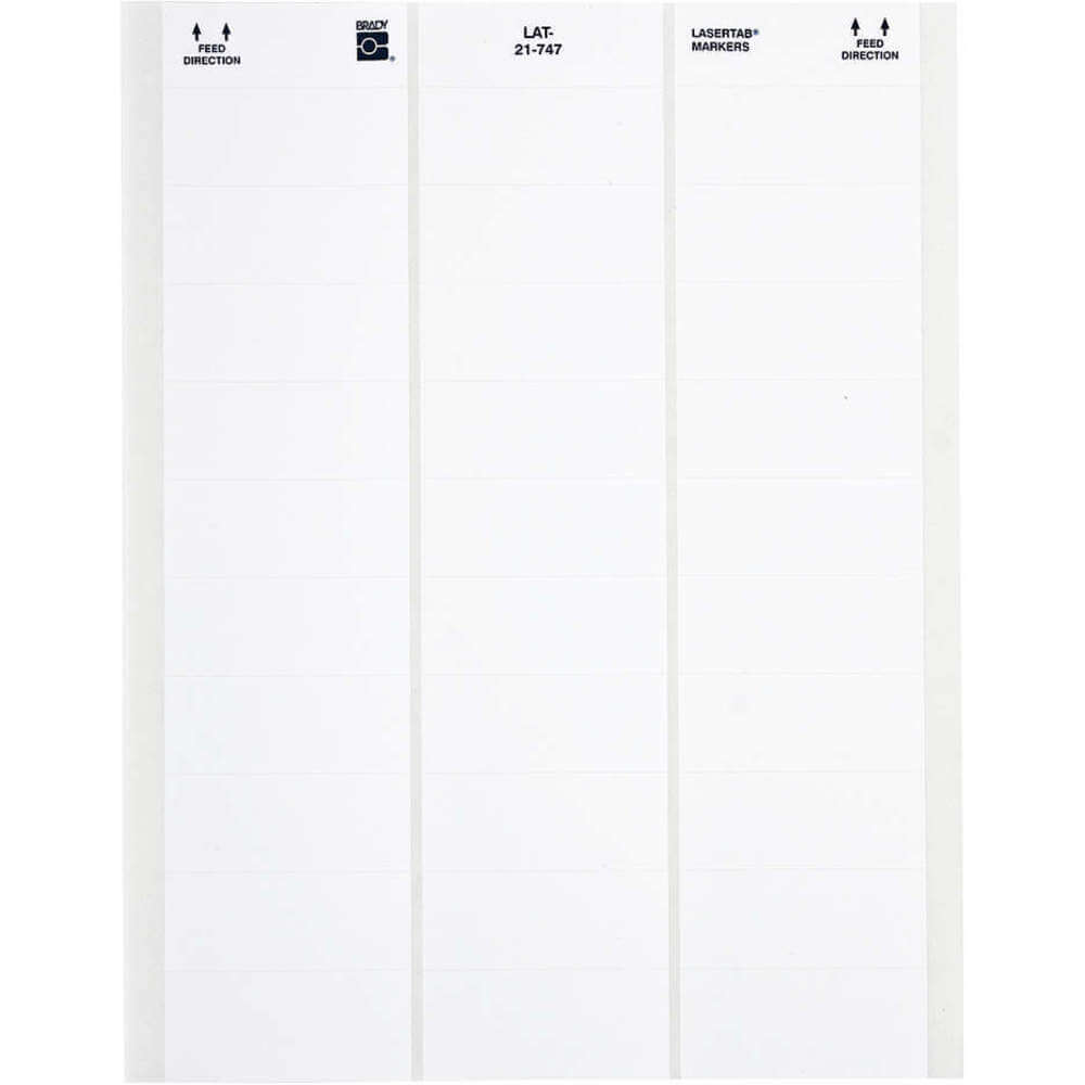 Brady LASERTAB Laser Printable Labels, B-747 Polyester White