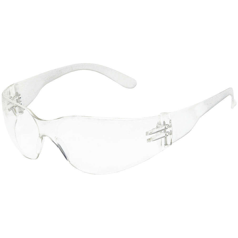 Safety Glasses, Anti-Scratch, Wraparound Frame, Frameless, 4-1/2 Inch Arm Length