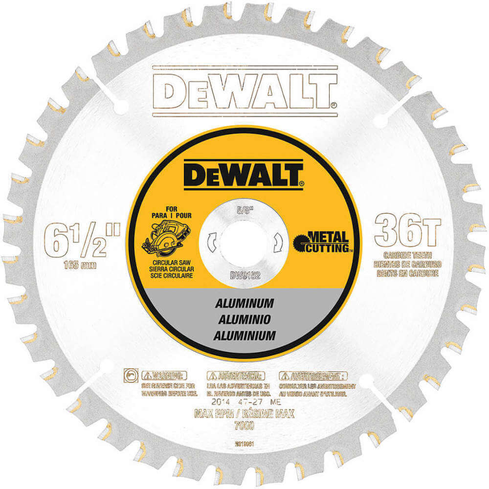 DEWALT DW9152 6-1/2-Inch 36 Tooth Aluminum Cutting Saw Blade with 5/8-Inch Arbor 