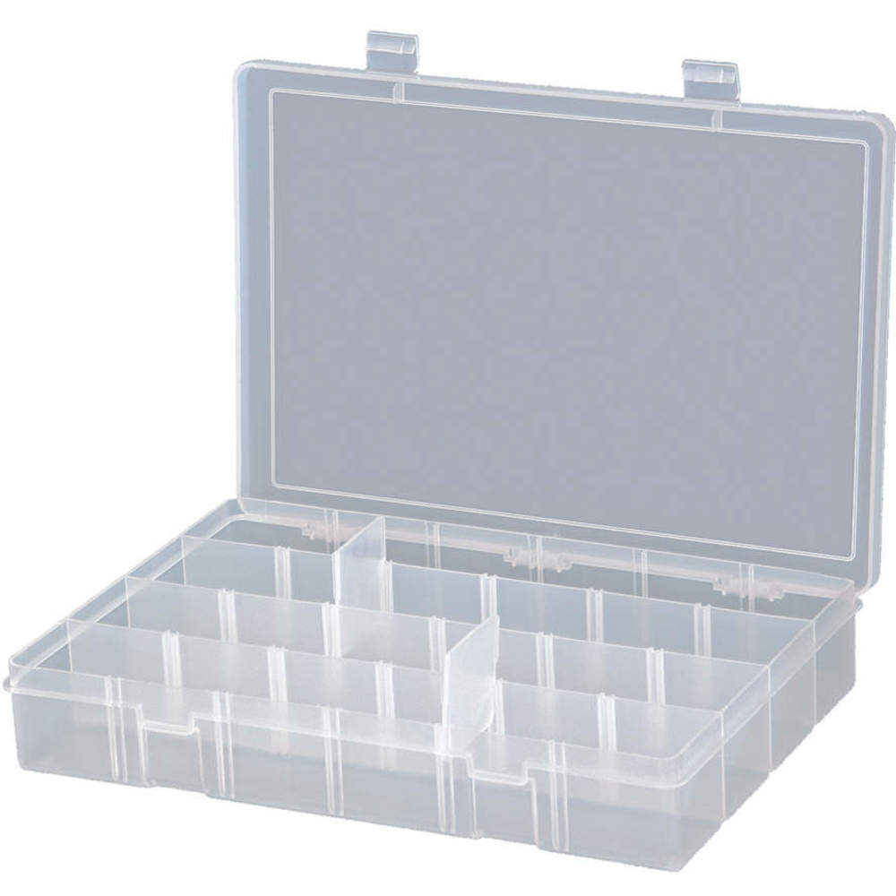 Durham Large Plastic Compartment Box LPADJ-CLEAR - Adjustable with 20  Dividers, 13-1/8x9x2-5/16 - Pkg Qty 5