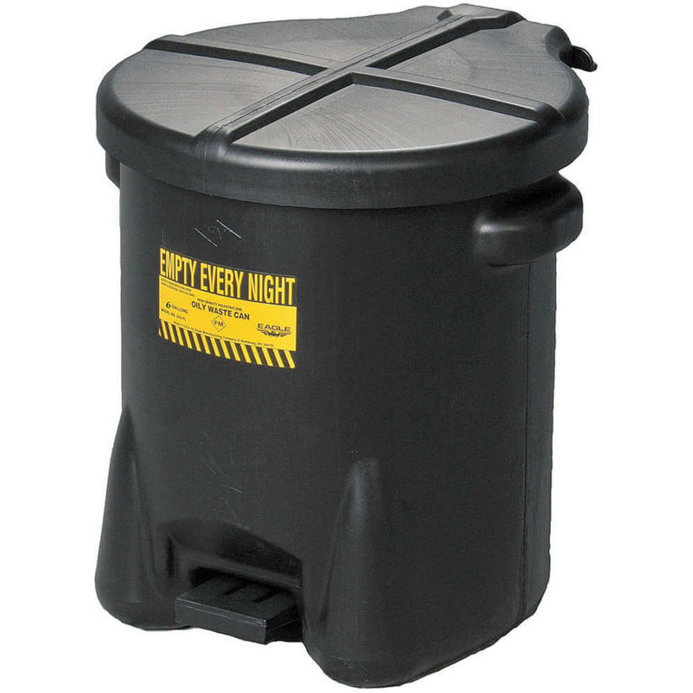 Oily Waste Can, 10 gal, Polyethylene, Black