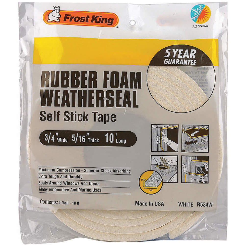 Frost King R534WH 43Y823 Spnge Rubber Foam Tape 3/4in x 10 Feet 8 Mil