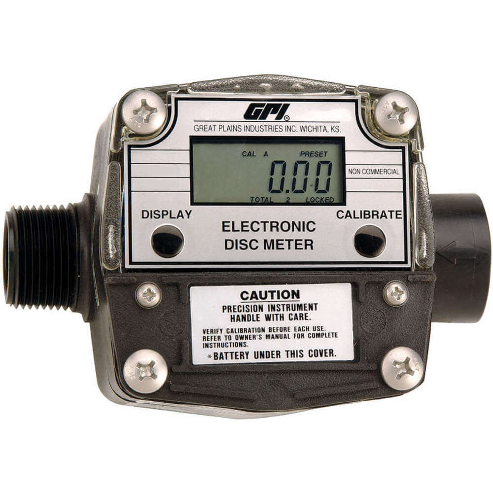 Electronic Flowmeter, Nutating Disc, 2 To 20 gpm Flow Range, 1 Inch FNPT x MNPT