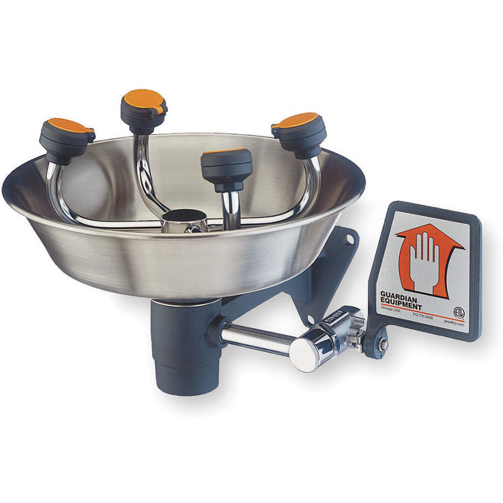 Eye/Face Wash, Wall Mounted, Stainless Steel Bowl