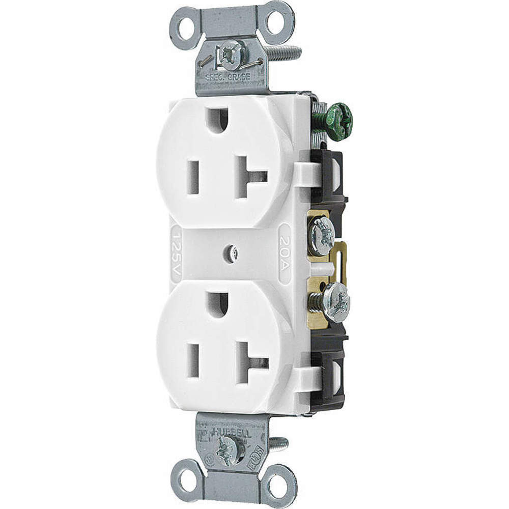 Straight Receptacle, Duplex, 20A 125V, White