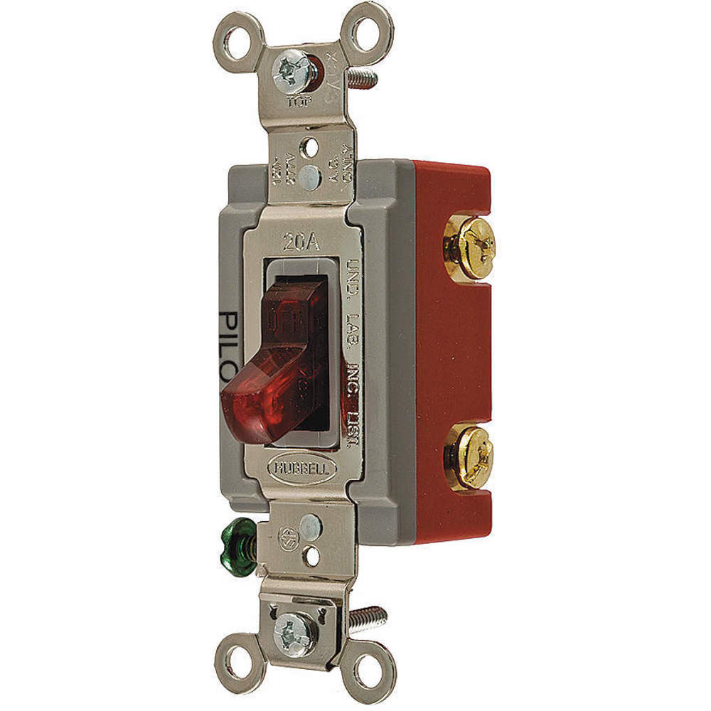 Toggle Switch, Single Pole, 20A, 120/277VAC, Red