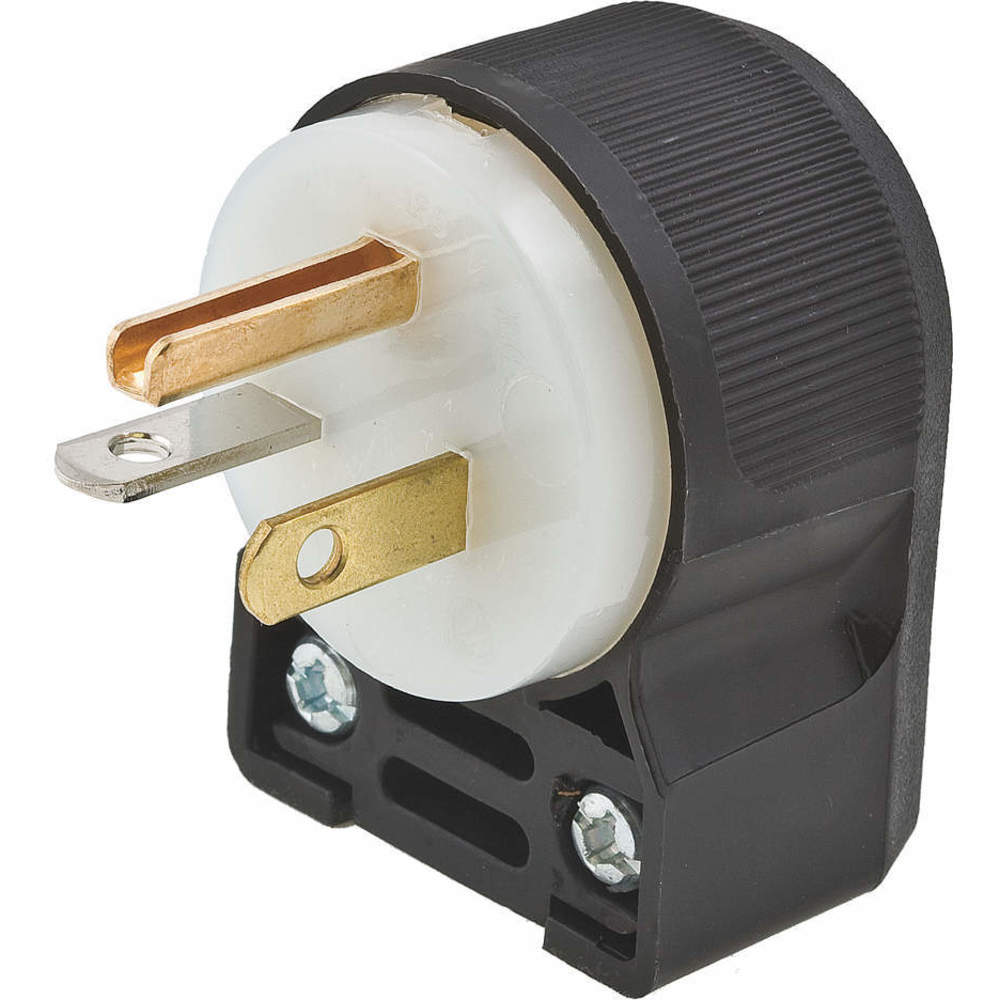 Straight Angle Plug, 2-P 3-W Grounding, 20A 125V, 5-20P, Black And White