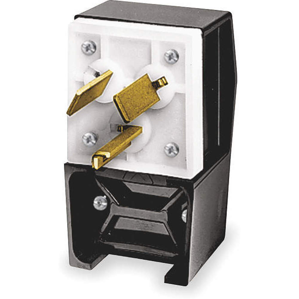 Straight Angle Plug, 2-P 3-W Grounding, 30A 125/250V, 10-30P, Black