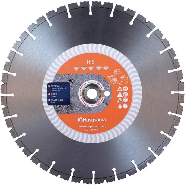 938700-5 Husqvarna Diamond Saw Blade: 16 in Blade Dia., 25/32 in Arbor  Size, Wet/Dry, Good, Segmented