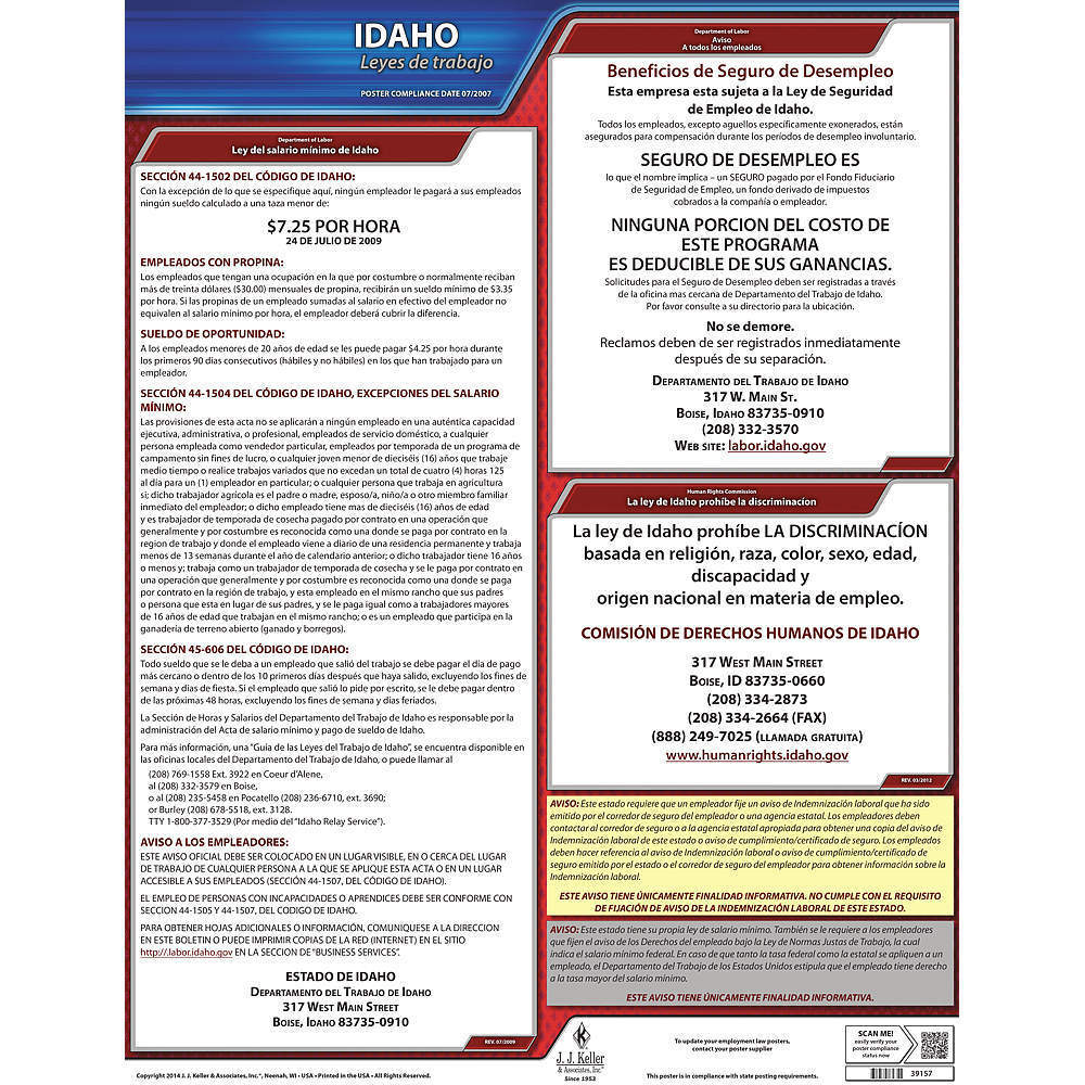 Jj Keller 200-ID | Labor Law Poster State Labor Law ID | 29EA52 ...