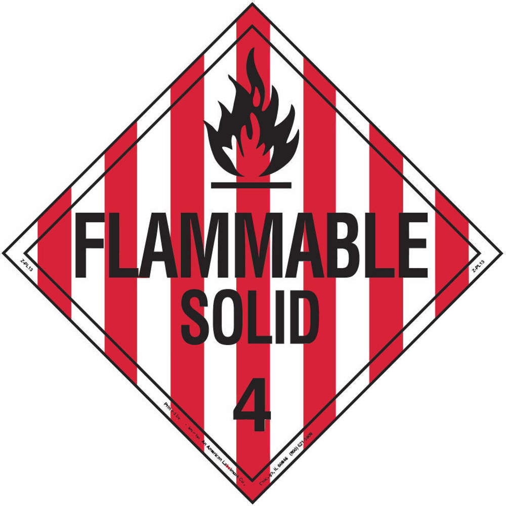 Placard 10-3/4 Inch x 10-3/4 Inch Flammable Solid