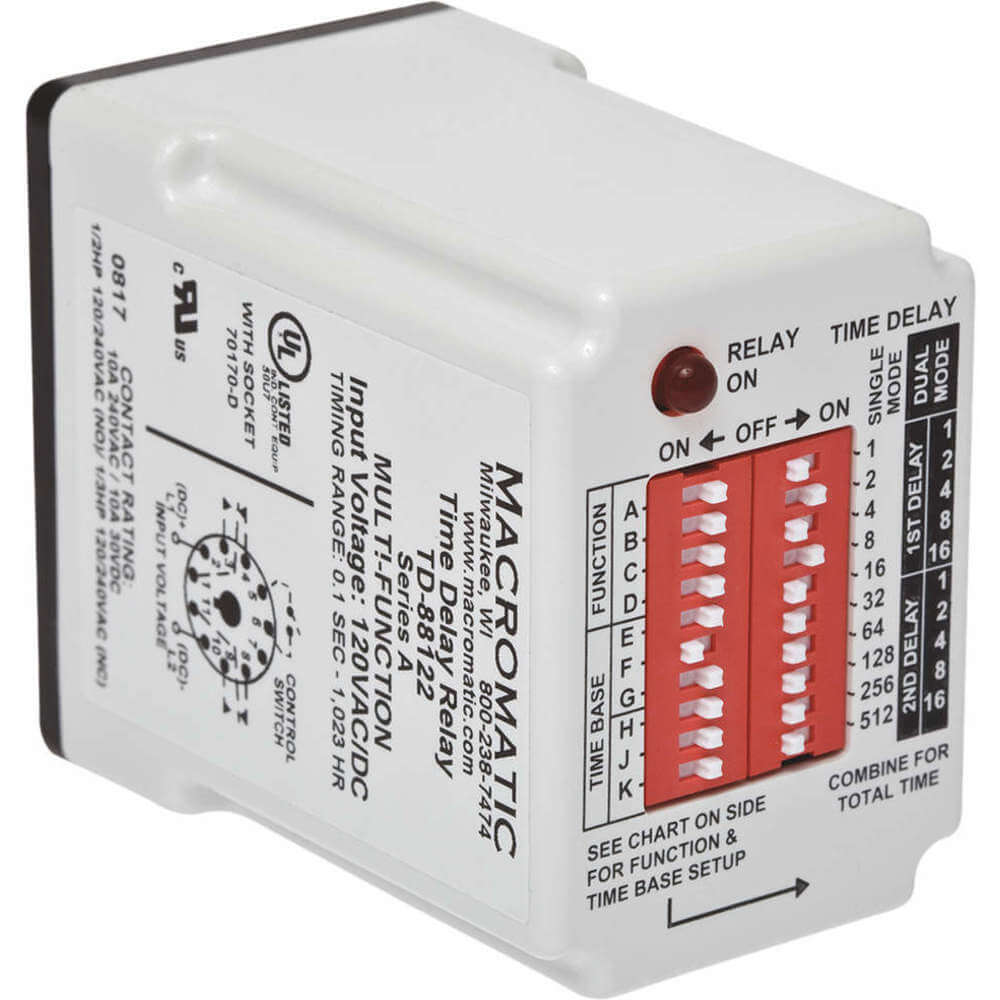 Macromatic TD88162 6MPP3 Timer Relay, 11023 Hr, 8 Pin, 10A, SPDT