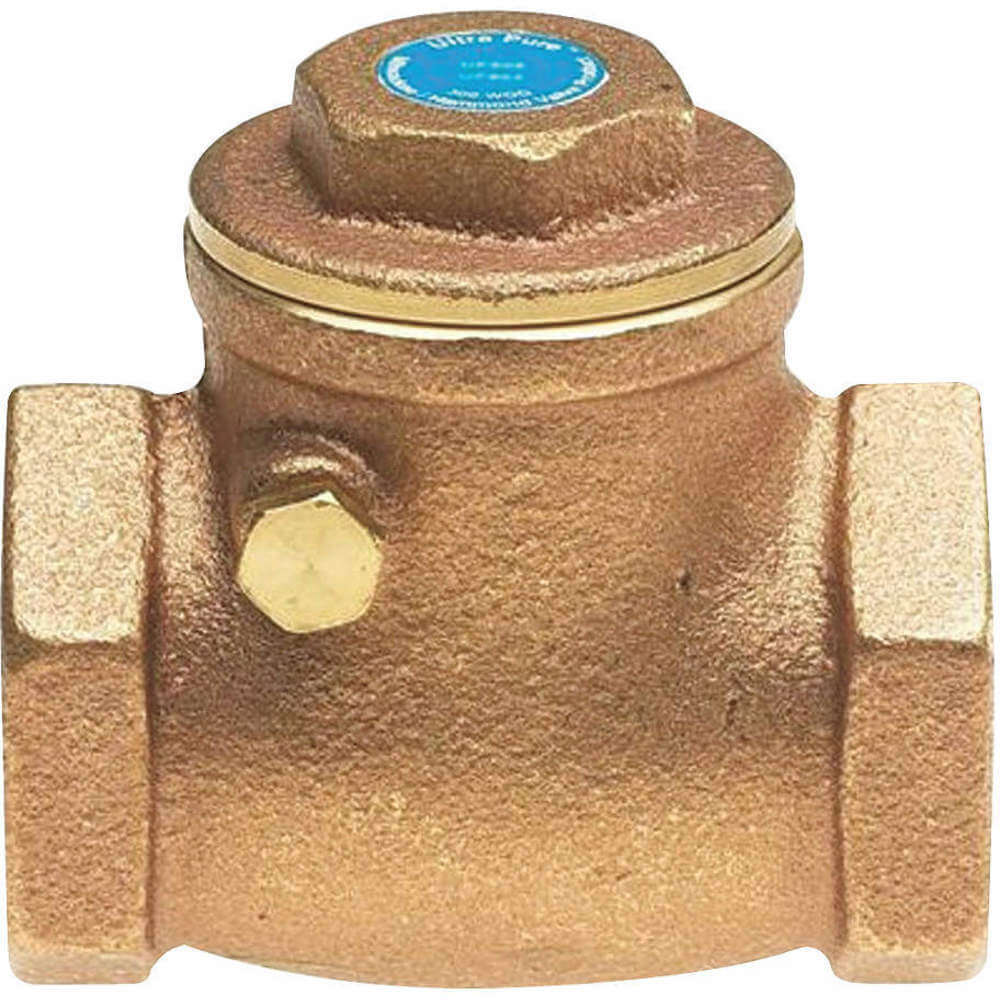 Swing Check Valve, Swing, Inline Valve Body, 1/2 Inch Pipe Size, FNPT x FNPT, Brass