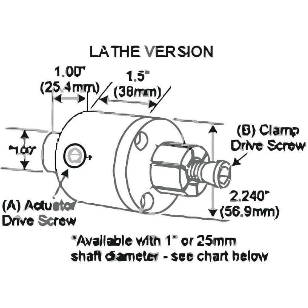 Side Act. Clamp Lathe with 25mm Shaft M8
