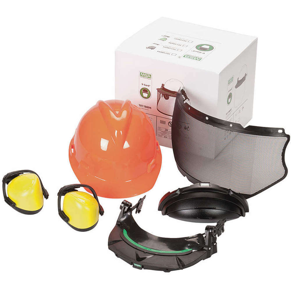Msa 10118694 22EY47 Hard Hat With Faceshield Bracket Fbrim Orange