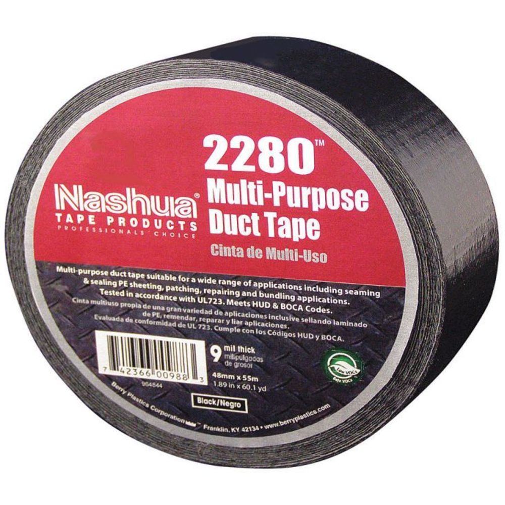 NASHUA 398 Duct Tape,48mm x 55m,11 mil,Black 