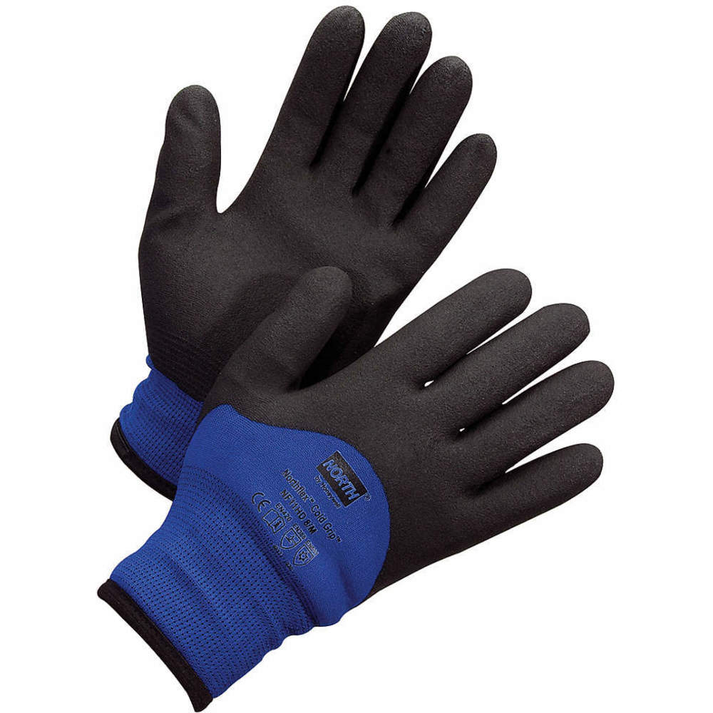 North Cold Grip NF11HD Black/Blue 2XL Synthetic Full Fingered Work & General Purpose Gloves - PVC Foam Palm & Over Knuckles Coating - Seamless Lining - NF11HD/11XXL [PRICE is per PAIR]