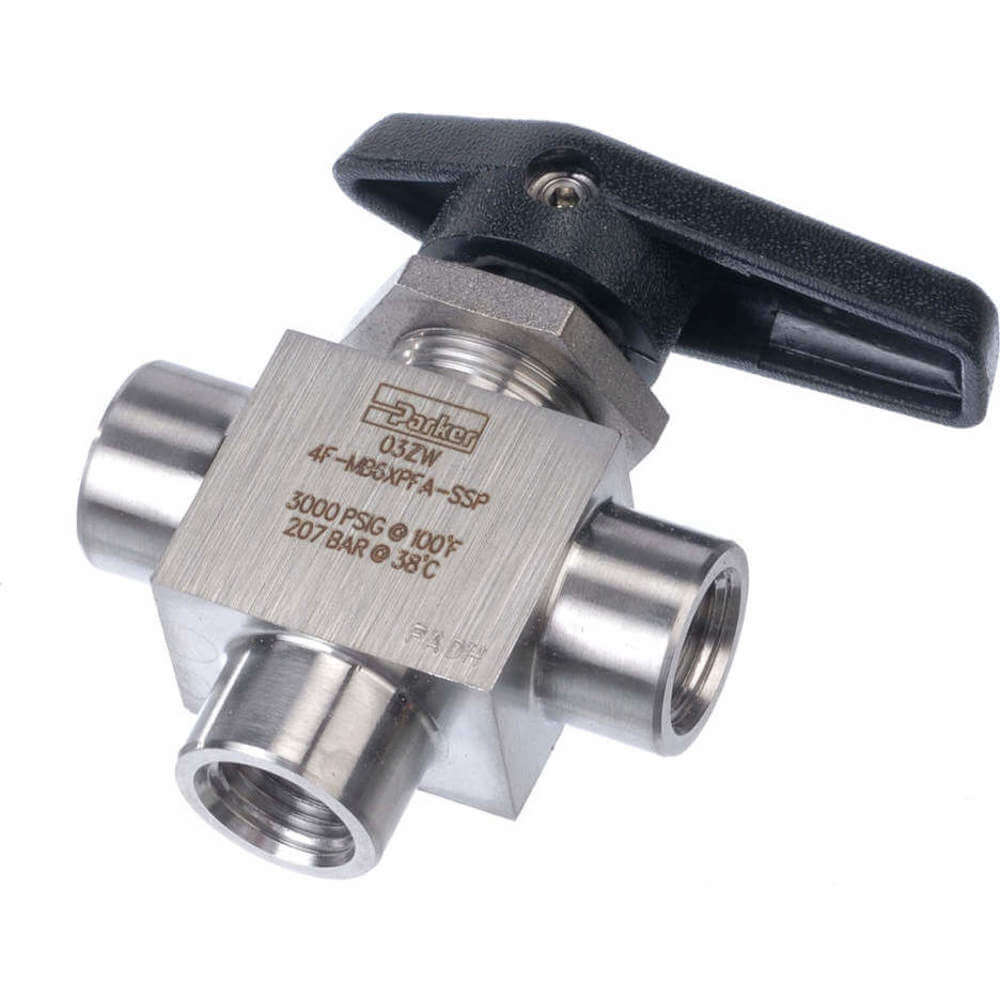 Ball Valve 1-Piece 3-Way 1/4 inch 3000 psi