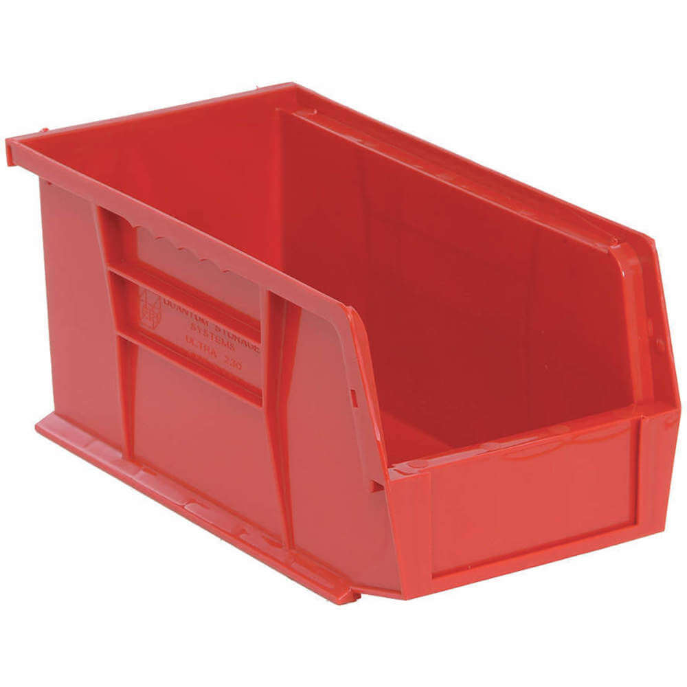QUANTUM STORAGE SYSTEMS QUS230RD Hang/Stack Bin,10-7/8L x 5-1/2W,Red 