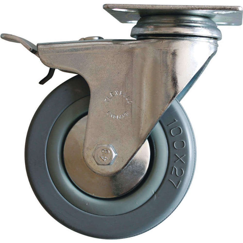 Swivel Plate Caster With Lock 110 Lb 2 Inch Diameter