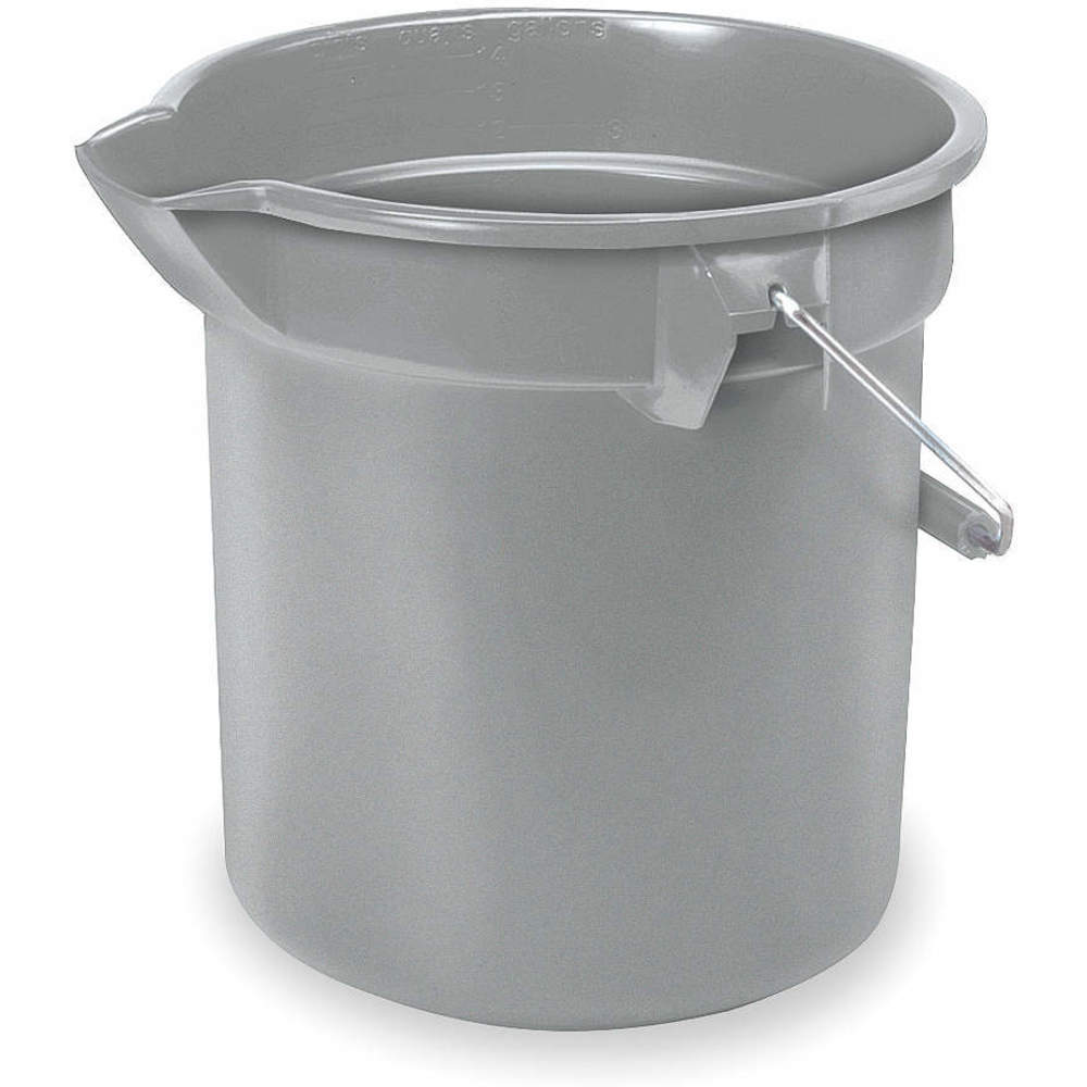 10 Quart Plastic Utility Pail, Plastic, Gray, 10.5 dia