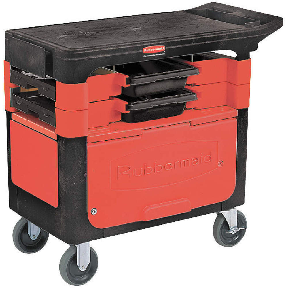 RUBBERMAID FG618000BLA Trade Cart/Service Bench,38 In. L,Black 