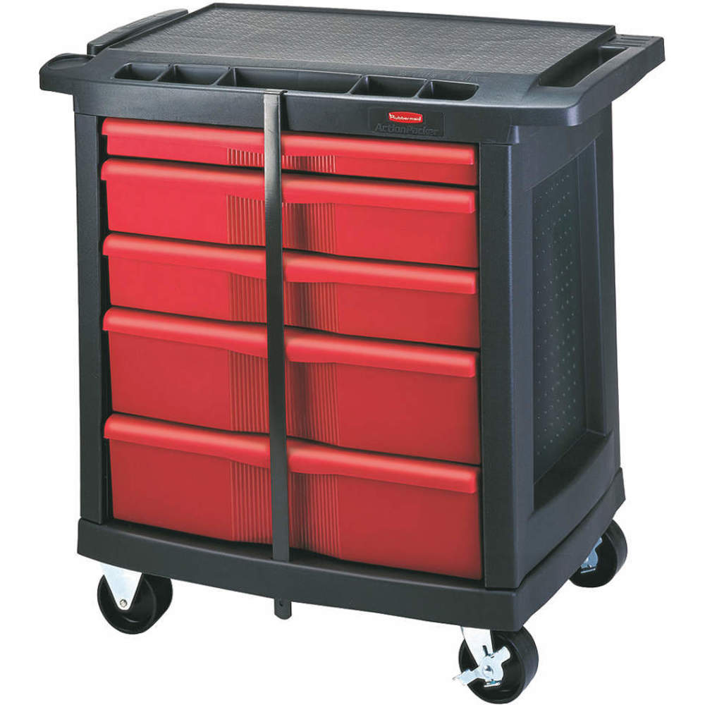 RUBBERMAID FG618000BLA Trade Cart/Service Bench,38 In. L,Black