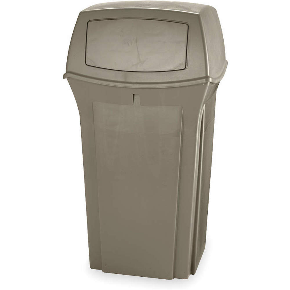 Rubbermaid Commercial Trash Can,45 gal.,Beige,Plastic FG917388BEIG