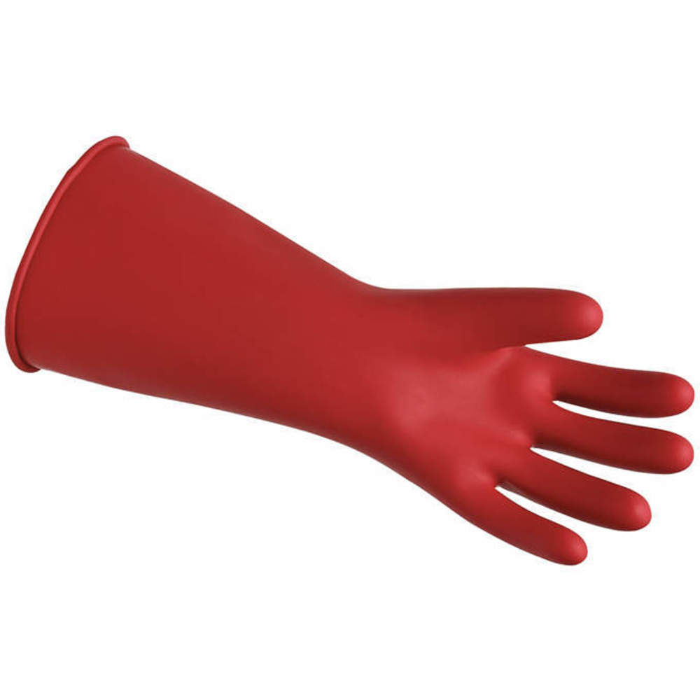 Class 00 Electrical Insulating Rubber Gloves, 14 Inch, Red