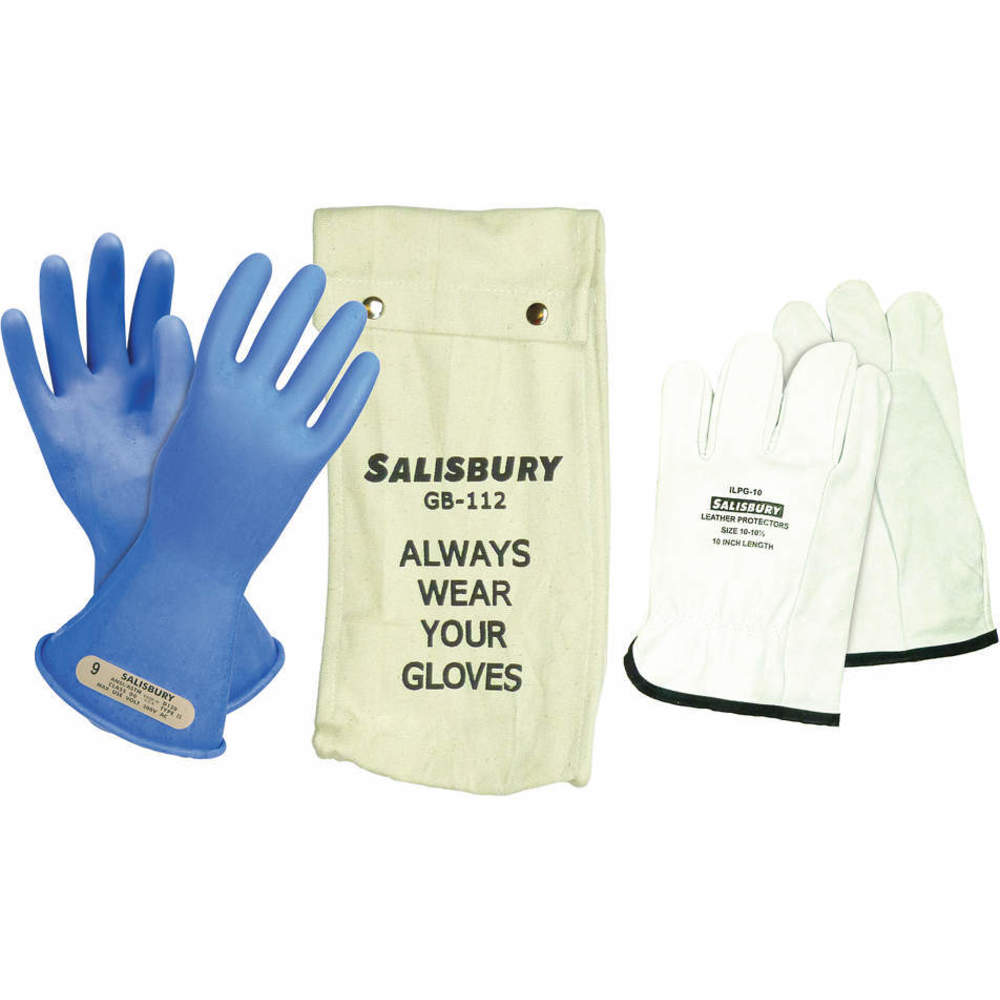 GK011R/9H Red SALISBUR Natural Rubber Electrical Glove Kit,Class 0,Sz 9-1/2,PR 