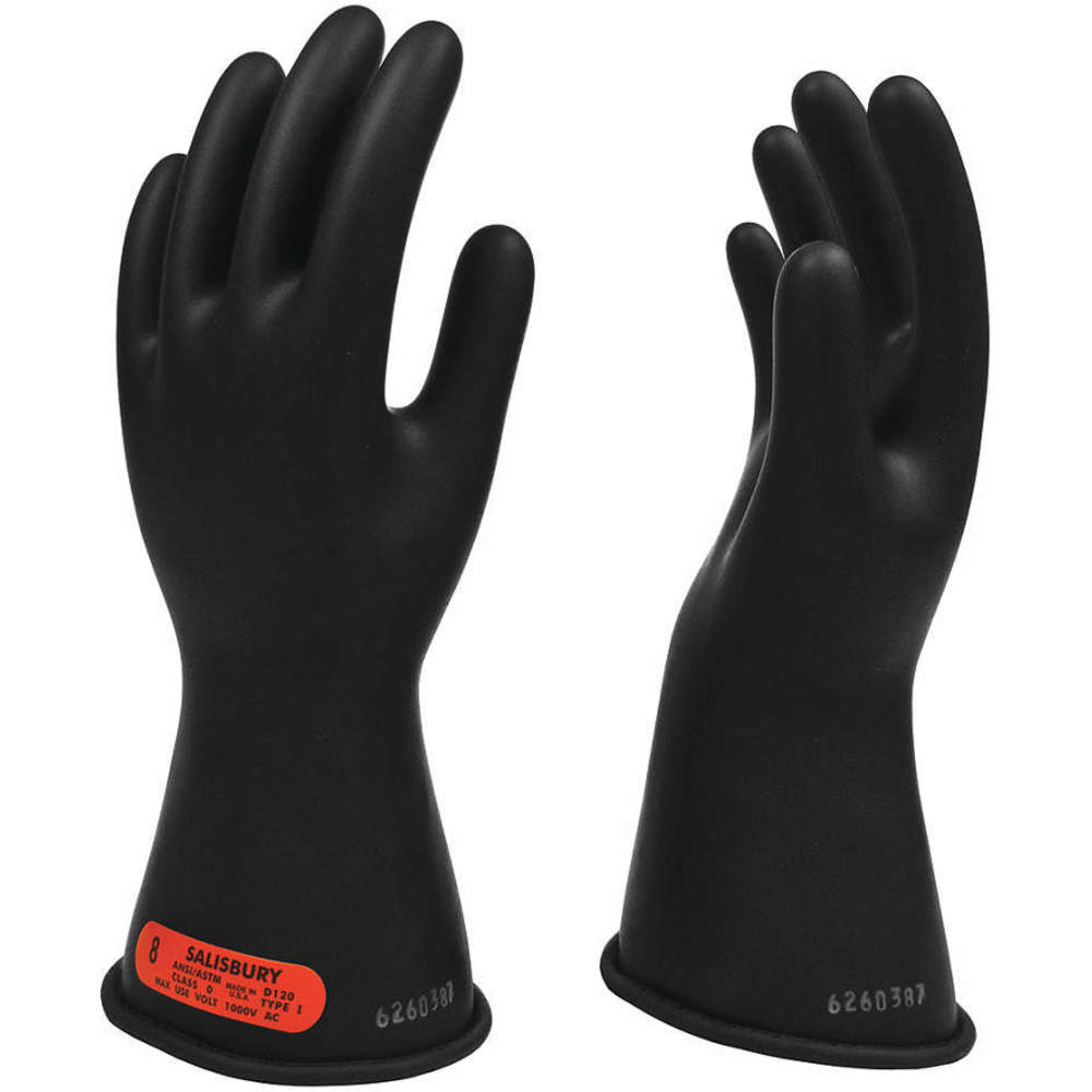 Salisbury Class 0 Electrical Insulating Rubber Gloves, 14 Inch, Black