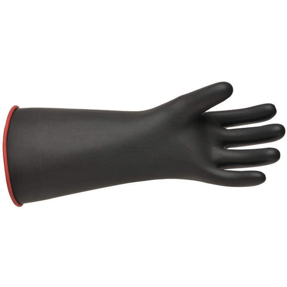Class 1 Electrical Insulating Rubber Gloves, 14 Inch, Black, Red Inside