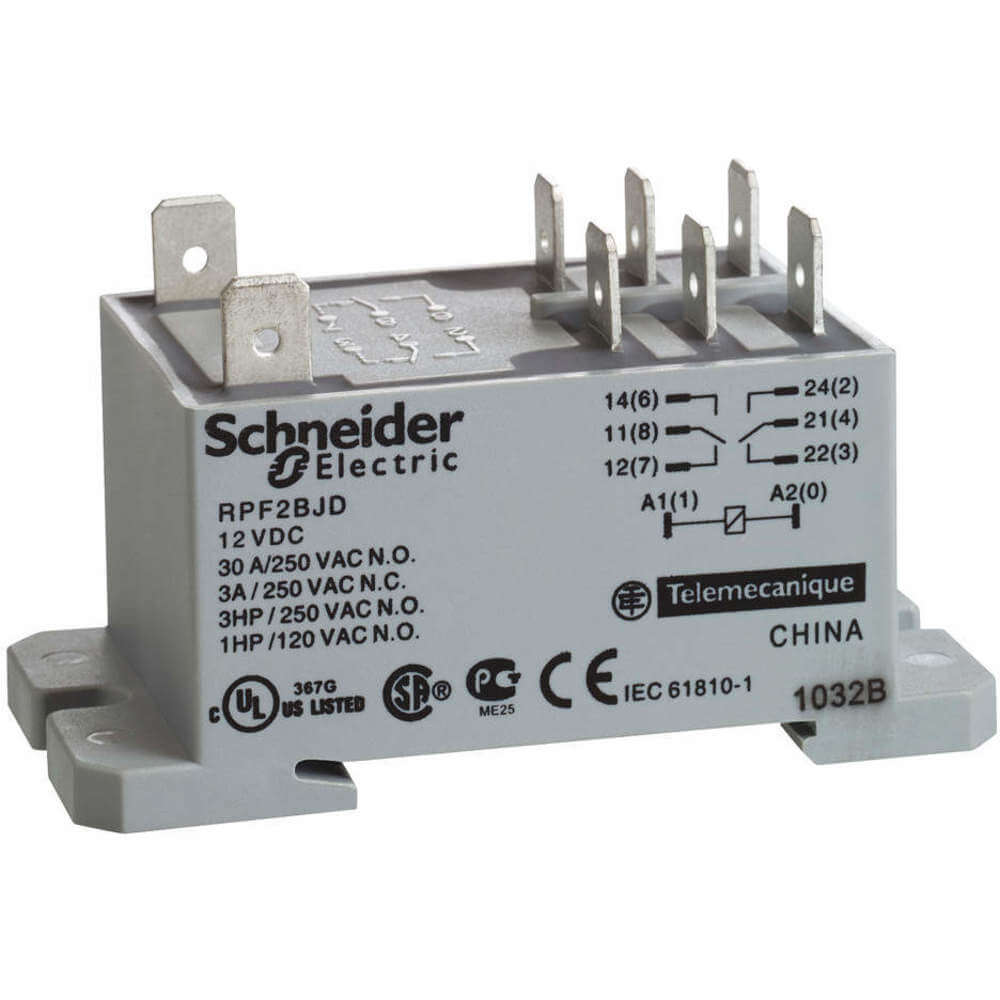 10 pieces SCHNEIDER ELECTRIC RPF2BF7 POWER RELAY 120VAC DPDT DIN RAIL 30A 