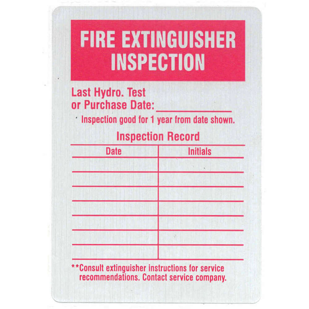 See All Industries Aluminum w/Adhesive Backing Fire Extinguisher Inspection Inspection Tag, 4-1/4" Height, 3" Width - IL-FIRE