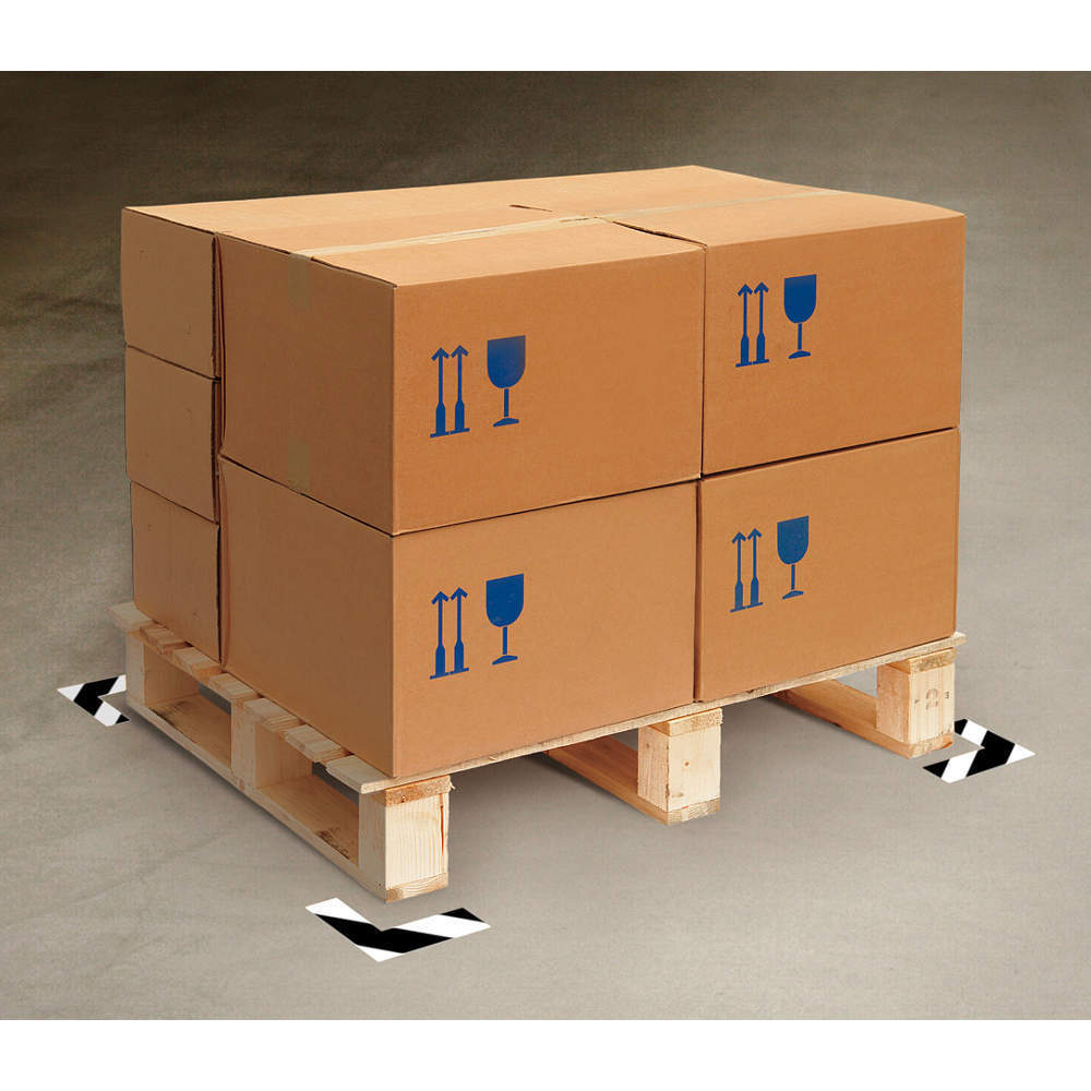 Floor Marking Tape, 2 Inch Width, White Angle With Black Chevrons