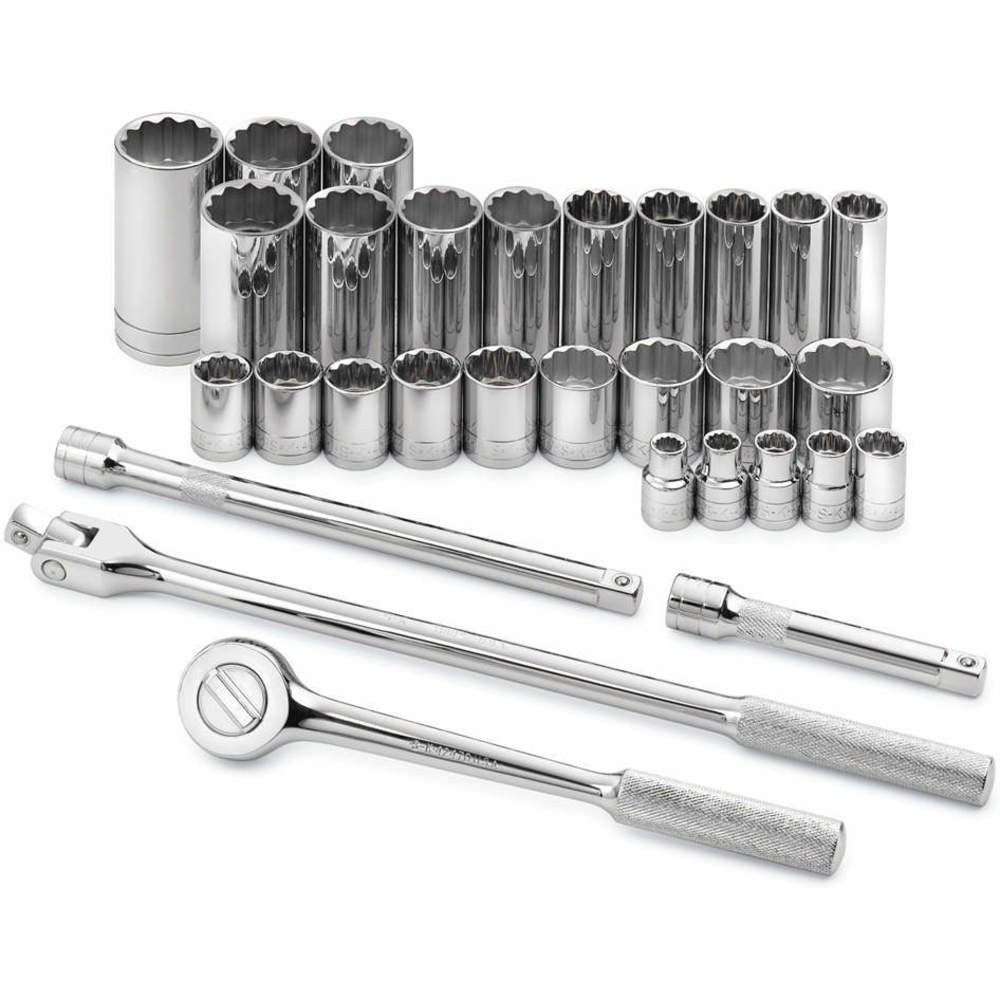 SK 4453 13 Piece 3/8-Inch Drive 12 Point Deep 1/4-Inch to 1-Inch Standard Socket Set 
